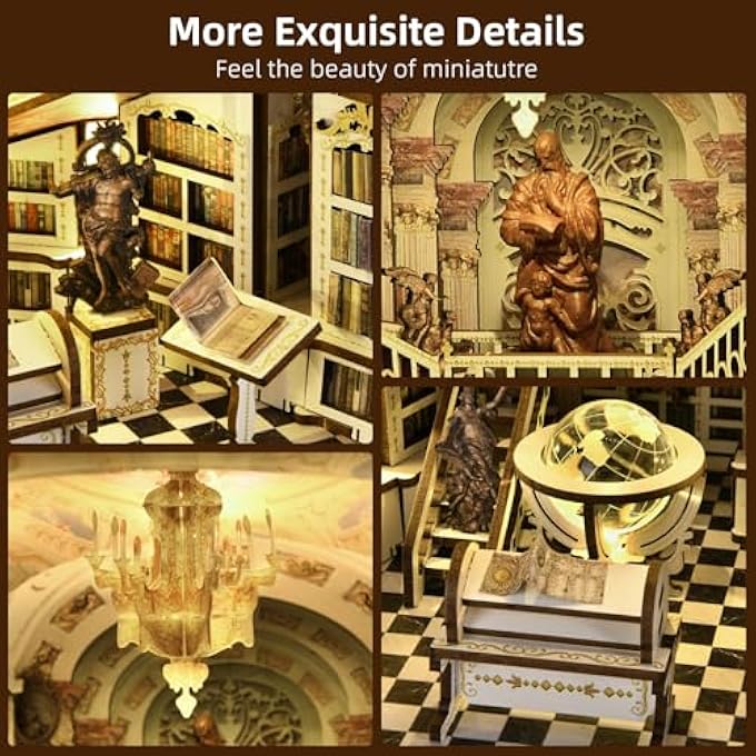 DIY BOOK NOOK 3D WOODEN PUZZLE BOOKENDS BOOKSHELF INSERT DECOR WITH LED LIGHT AND DUST COVER FOR TEENAGERS AND ADULTS - Image 4